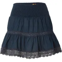 Superdry para mulher. W7210324A Minissaia em tecido misto com renda Ibiza azul-marinho (S), Casual, Algodão