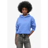 Superdry para mulher. W2012169A Camisola com capuz solta com o logótipo do City em azul (M), Casual, Algodão