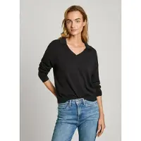 Pepe Jeans para mulher. PL702222 Polo Isela preto (S), Casual, Algodão, Manga comprida, Sustentável