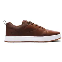 Timberland para homem. TB0A5Z1S3581 Maple Grove Sapatilhas de couro castanhas de cano baixo com atacadores (40), Marrom, Plano, Cordão, Casu
