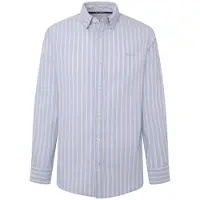 Pepe Jeans para homem. PM308561 Camisa Marius azul (S), Casual, Manga comprida, Algodão orgânico, Sustentável