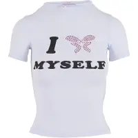 FELICIOUS Camisa 'Love Yourself' eosin / preto / offwhite