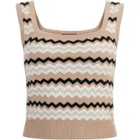 Faina Top de malha bege / preto / branco