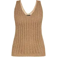 Faina Top de malha creme / ouro