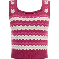 Faina Top de malha bege / fúcsia / rosa escuro / branco