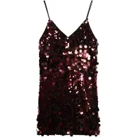 Superdry para mulher. W8011718A Mini vestido com lantejoulas Disco vermelho (L), Casual, Sapatos de Festa, Poliéster, Sem mangas / correias