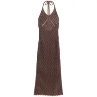 Superdry para mulher. W8011736A Vestido Halter em croché castanho (S), Marrom, Casual, Algodão, Sem mangas / correias