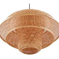 LUCANDE Candeeiro suspenso Rasmina, bambu, Ø 50 cm, 1 lâmpada