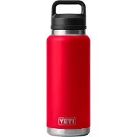 Yeti Rambler Bottle 36oz Chug Cap, Rescue Red, garrafa térmica com tampa para beber, 1L