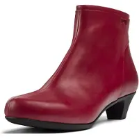 Camper para mulher. 46232-040 Botins em pele Helena low red (38), Couro, Vermelho, 3 a 5cm, Zíper, Casual