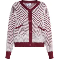 Usha WHITE LABEL Casaco de malha 'Pryam' vermelho cereja / branco