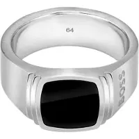 BOSS da uomo steel Anello con onyx Odell 1580652 - Circonferenza: 64 mm