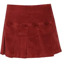 Superdry para mulher. W7210244A Minissaia plissada de veludo cotelê grená (S), Casual, Algodão