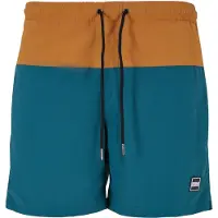 Urban Classics Calções de banho azul escuro / castanho
