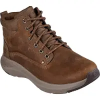 SKECHERS para homem. 205175 Botins de Couro Relaxed Fit: Parson - Ederic castanho (41), Marrom, Bege, Plano, Cordão, Casual