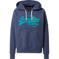 Superdry para mulher. W2011957A Camisola com gráfico azul (L), Casual, Esportivo, Polister Reciclado, Sustentável, Marinho