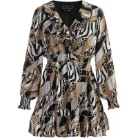 Faina Vestido camurça / cinzento / preto / branco