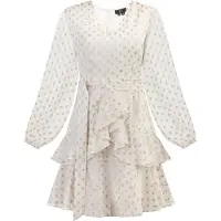 Faina Vestido prata / branco lã