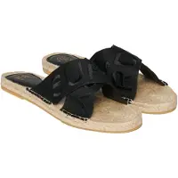 Superdry para mulher. WF310221A Alpargatas pretas com tiras cruzadas (37), Preto, Tecido, Plano, Nenhum, Casual