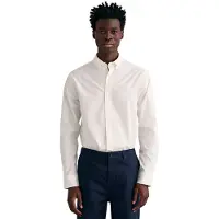 Gant para homem. 3000300 Camisa Pinpoint Oxford de ajuste regular branca (M), Branco, Casual, Algodão, Manga comprida