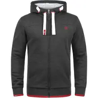 !Solid Casaco em moletão 'Benjamin' cinzento escuro / vermelho