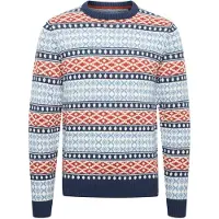 Blend Pullover 'Jorben' azul / vermelho sangue / branco