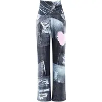 Winshape Calças de desporto 'CUL101C' cinzento / cinzento denim / cor-de-rosa / branco