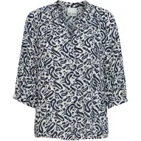 Ichi Blusa 'IHMarrakech' ecru / azul noturno