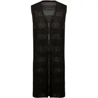 NAEMI Colete de malha mosqueado preto