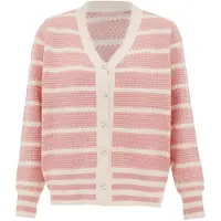 SANIKA Casaco de malha cor-de-rosa / branco lã