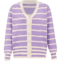 SANIKA Casaco de malha creme / roxo pastel