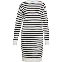 SANIKA Vestido de malha preto / branco lã