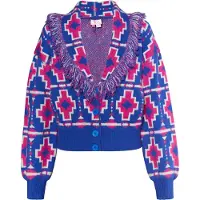 IZIA Casaco de malha azul / amora / branco