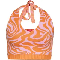 Swirly Top de malha laranja / rosa pastel
