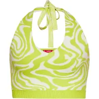 Swirly Top de malha verde claro / branco lã