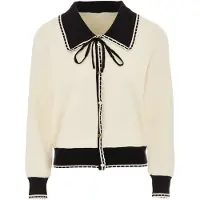 NAEMI Casaco de malha preto / branco lã