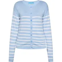 SANIKA Casaco de malha azul claro / branco