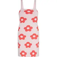 Swirly Vestido de malha rosa / vermelho