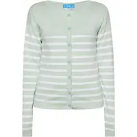SANIKA Casaco de malha verde pastel / branco