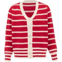 SANIKA Casaco de malha vermelho / branco lã