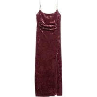 Superdry para mulher. W8011729A Vestido comprido de veludo Diamonte castanho (S), Sapatos de Festa, Grená, Poliéster, Sem mangas / correias