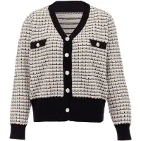 NAEMI Casaco de malha preto / branco lã