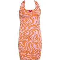 Swirly Vestido de malha laranja / rosa