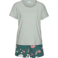 LASCANA Calções de pijama verde mosqueado / mistura de cores