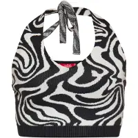 Swirly Top de malha preto / branco