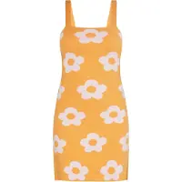 Swirly Vestido de malha laranja / branco
