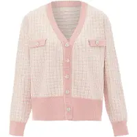 NAEMI Casaco de malha rosé / rosa escurecido / prata / branco lã