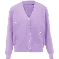 Nascita Casaco de malha lavanda / branco pérola