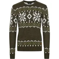 !Solid Pullover 'Norwig' castanho / verde escuro / branco