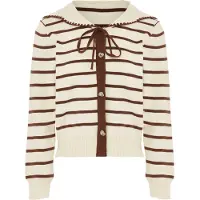 NAEMI Casaco de malha creme / castanho